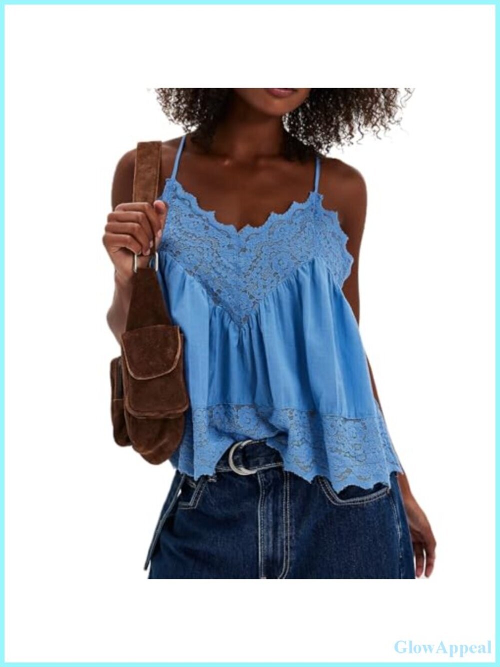 Sheer Lace Trim Tank Top V-Neck Backless Spaghetti Strap Cami